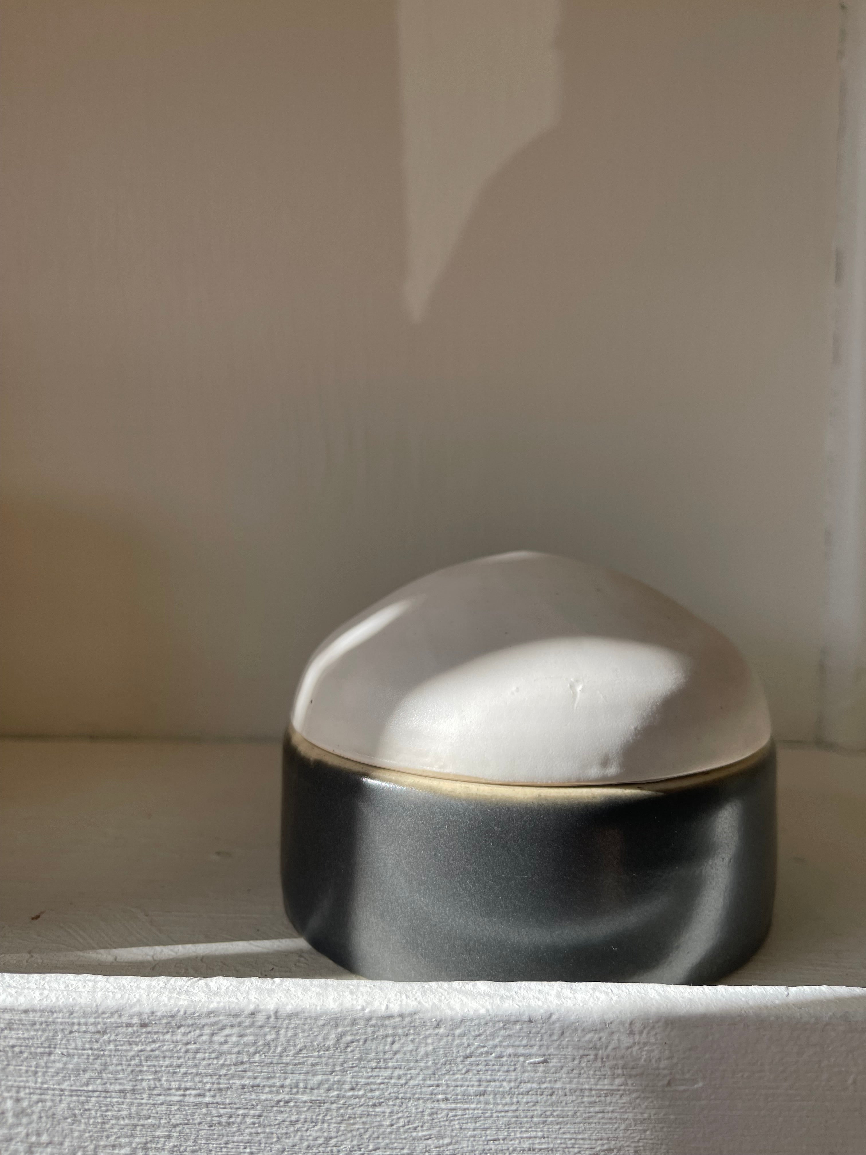 black and white bubble jar