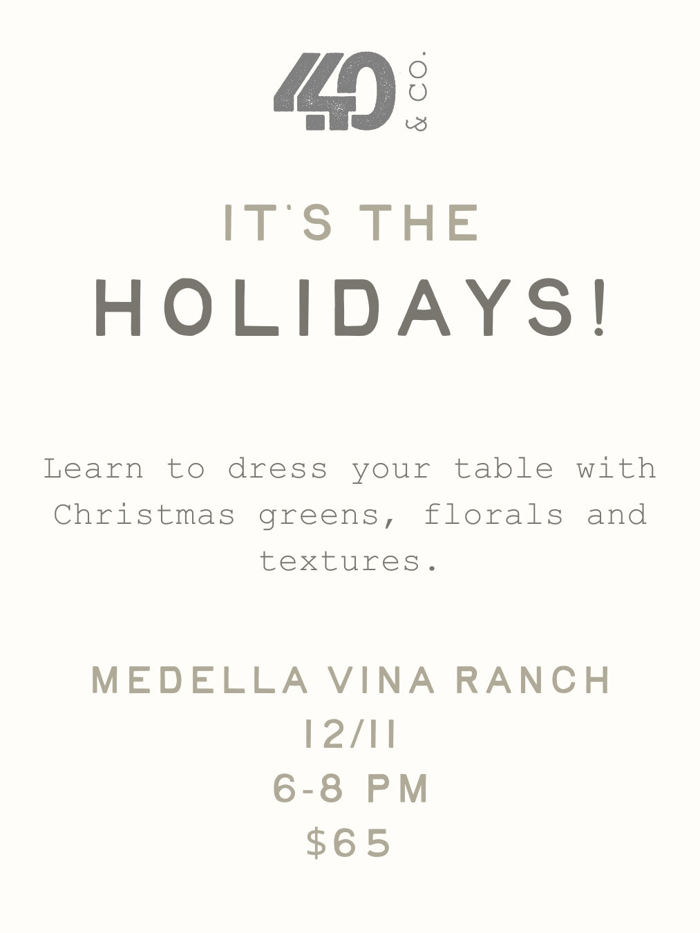 premium floral workshop w/ Medella Vina Ranch